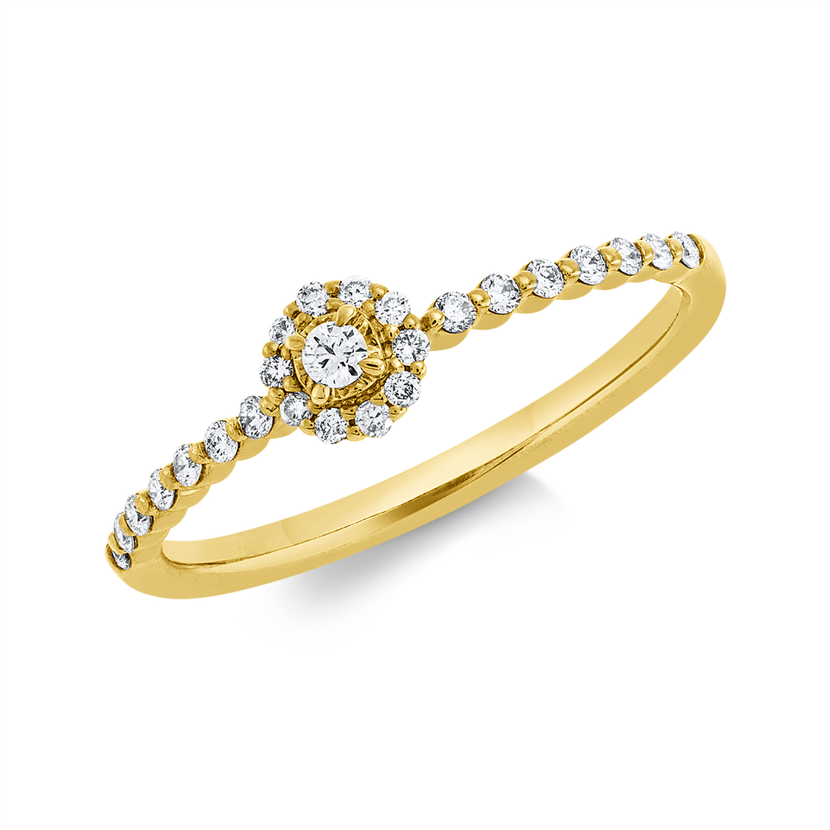 diamond full cut illusion classic ring in yellow gold