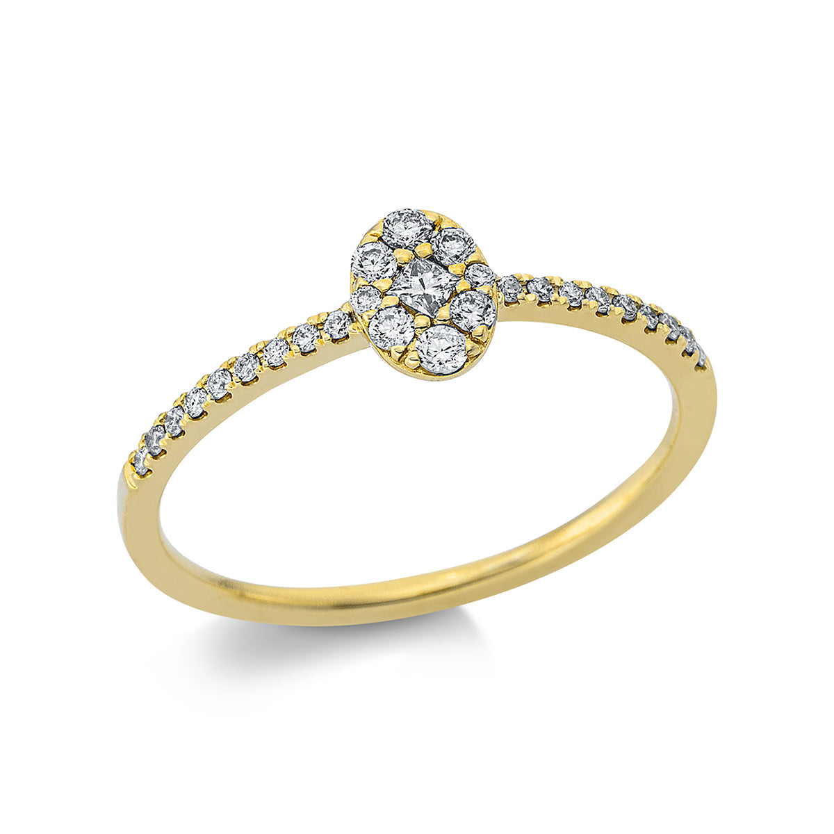 diamond full cut illusion classic ring in yellow gold