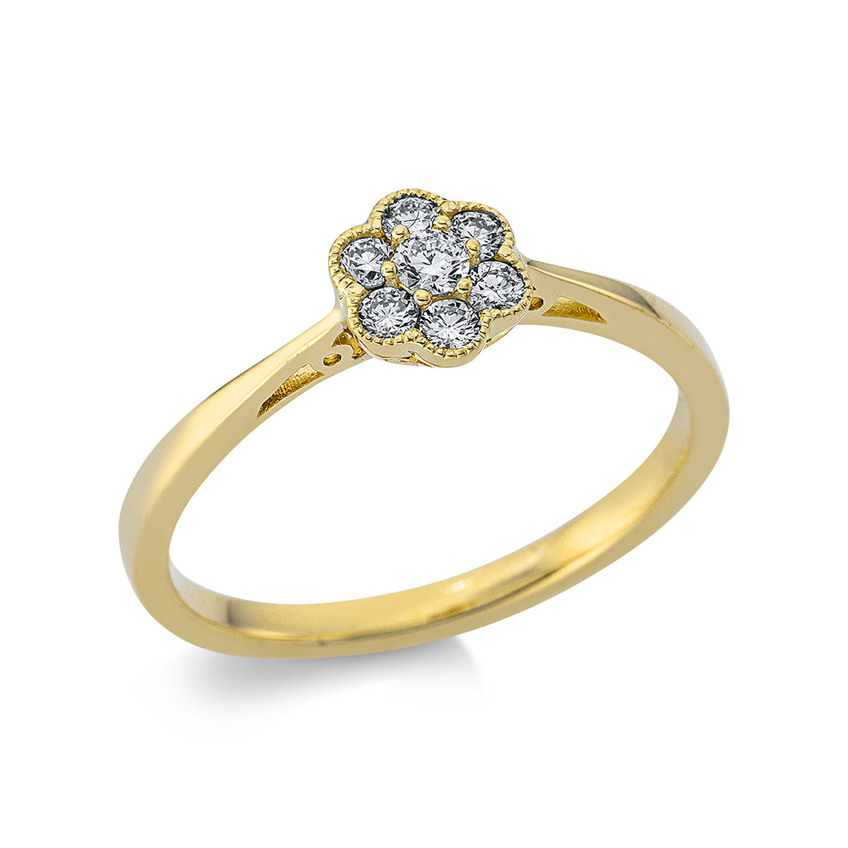 diamond full cut illusion classic ring in yellow gold