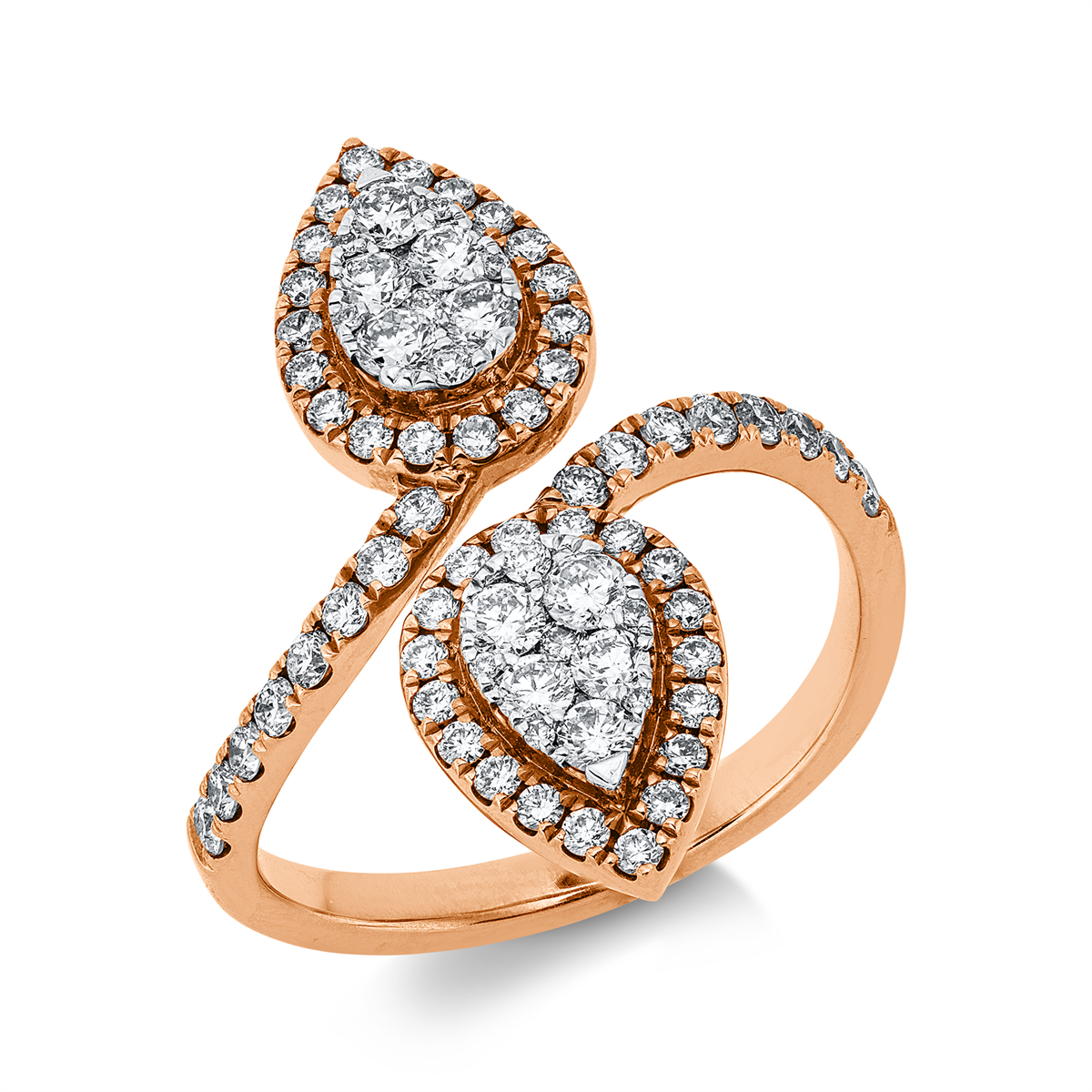 diamond full cut modern woman ring in red gold / white gold