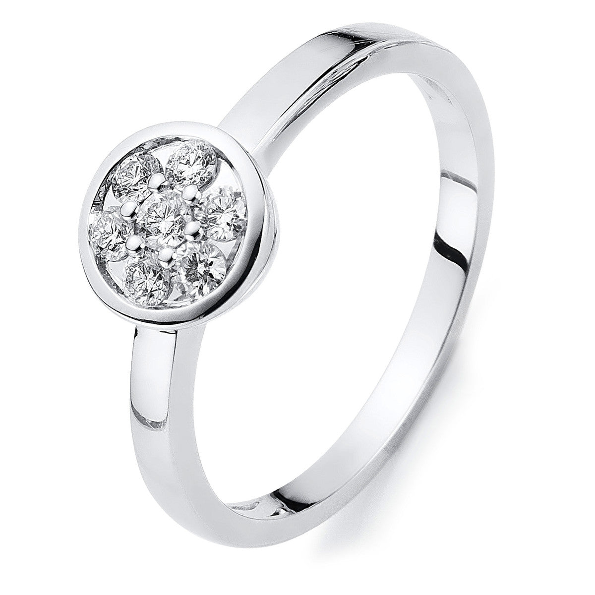 diamond full cut illusion classic ring in white gold