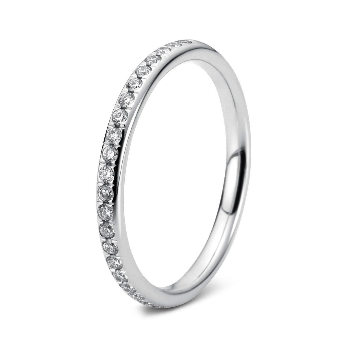 diamond full cut eternity half ring in white gold