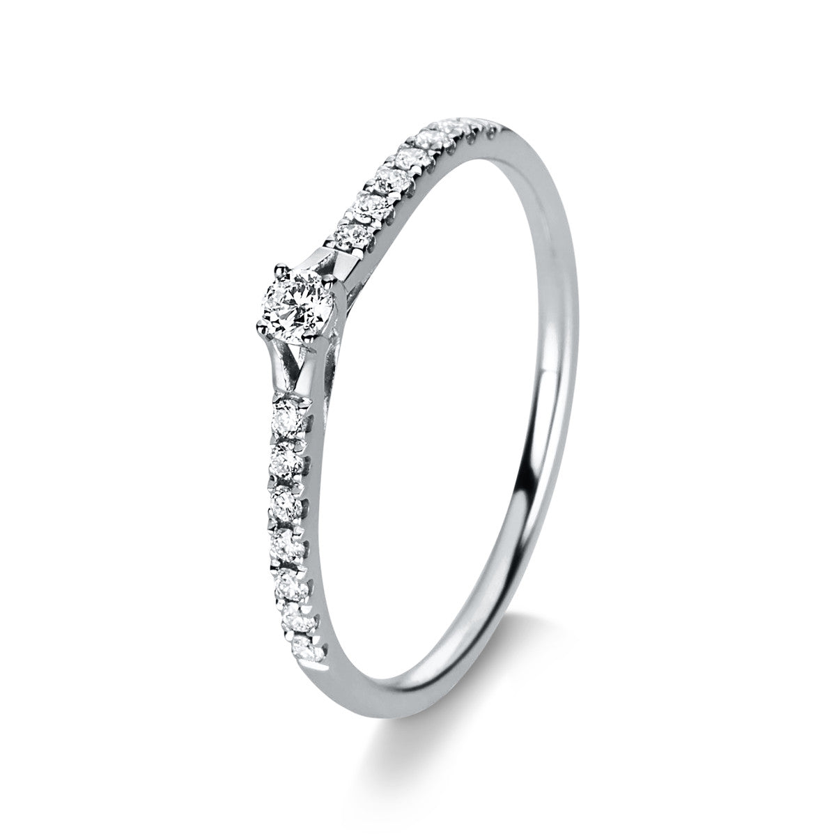 diamond full cut solitaire with accent stones ring in white gold