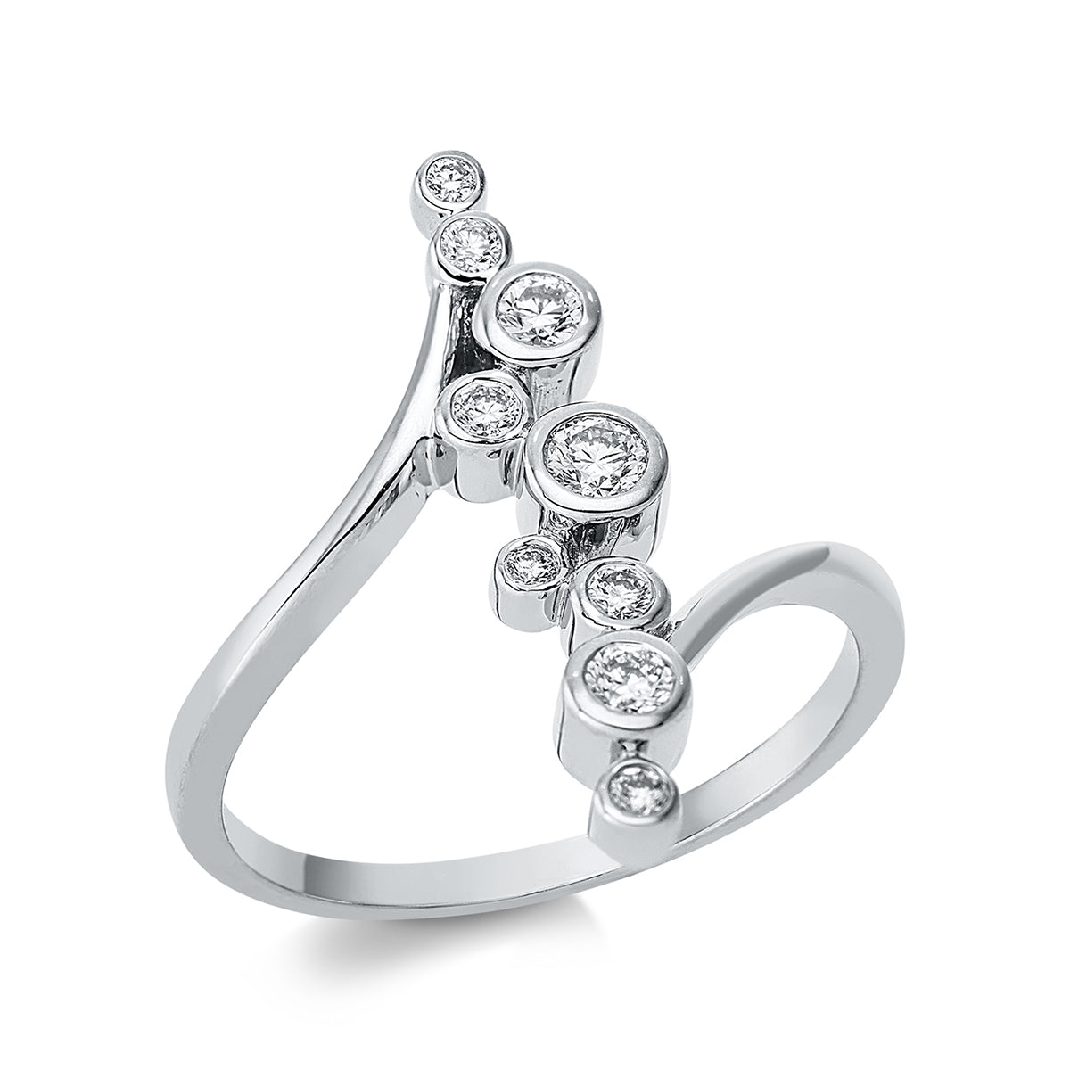 diamond full cut modern woman ring in white gold