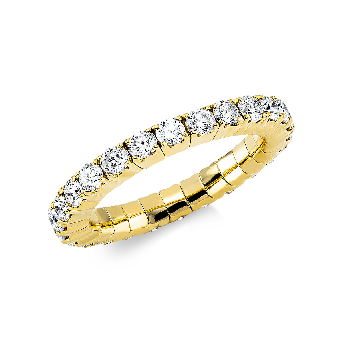 diamond full cut flex ring in yellow gold