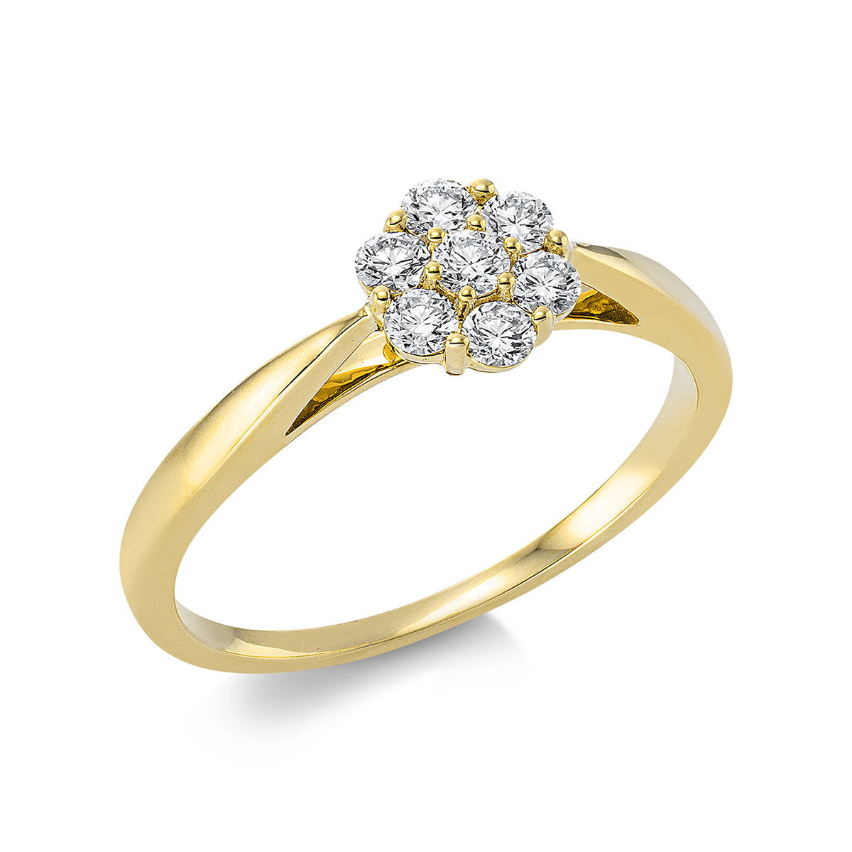diamond full cut illusion classic ring in yellow gold