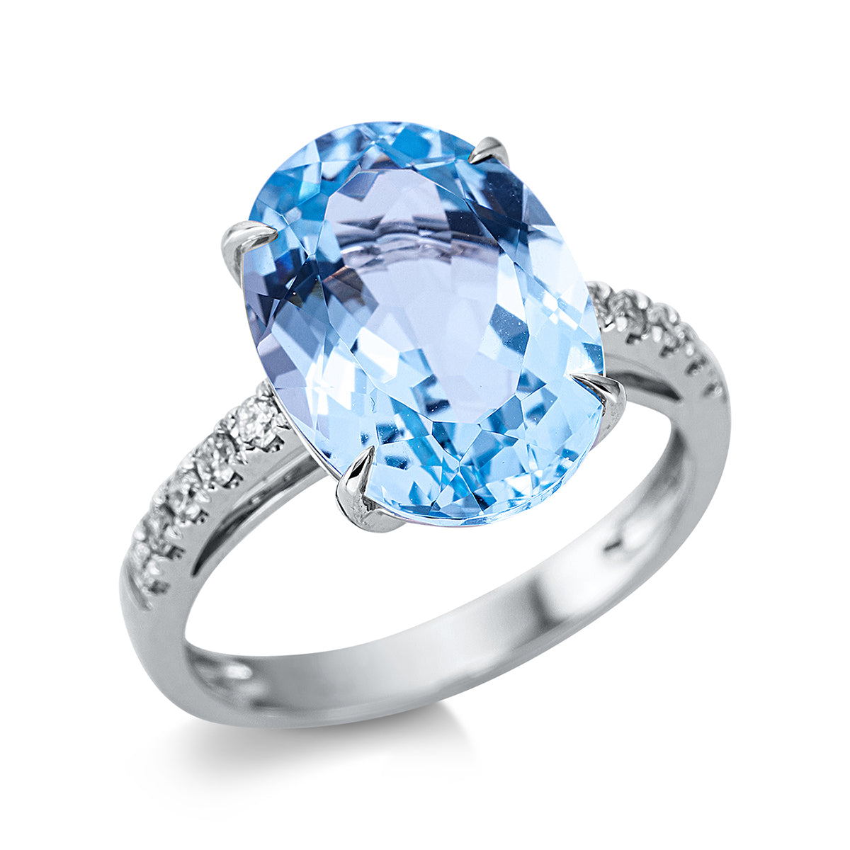 diamond full cut topaz colored stone fashion ring in white gold