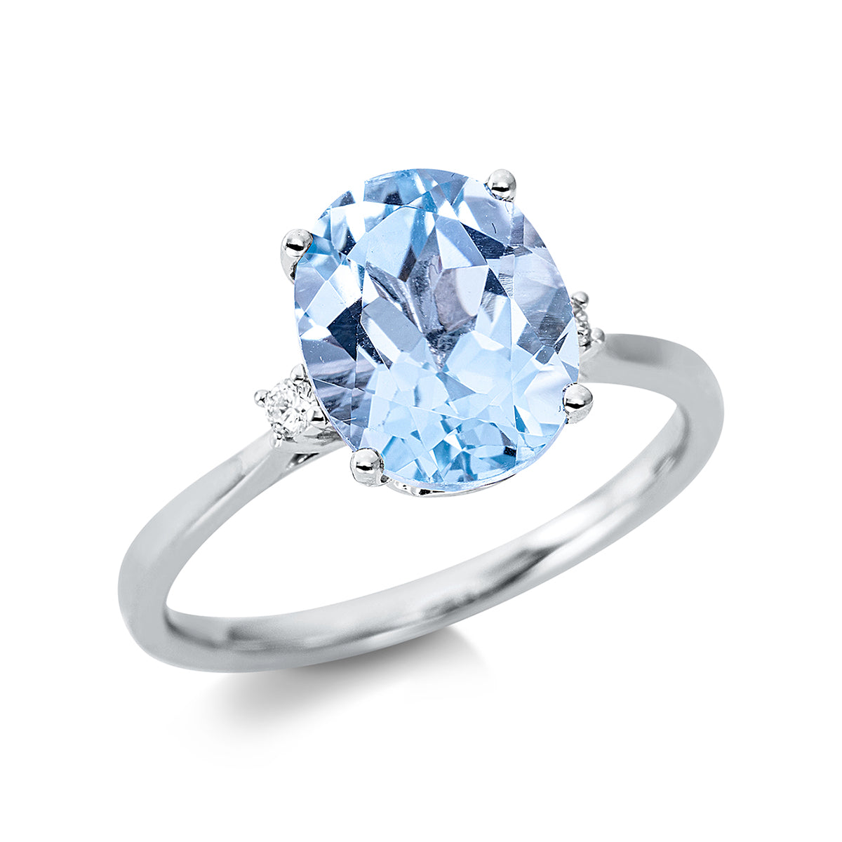 diamond full cut topaz colored stone fashion ring in white gold