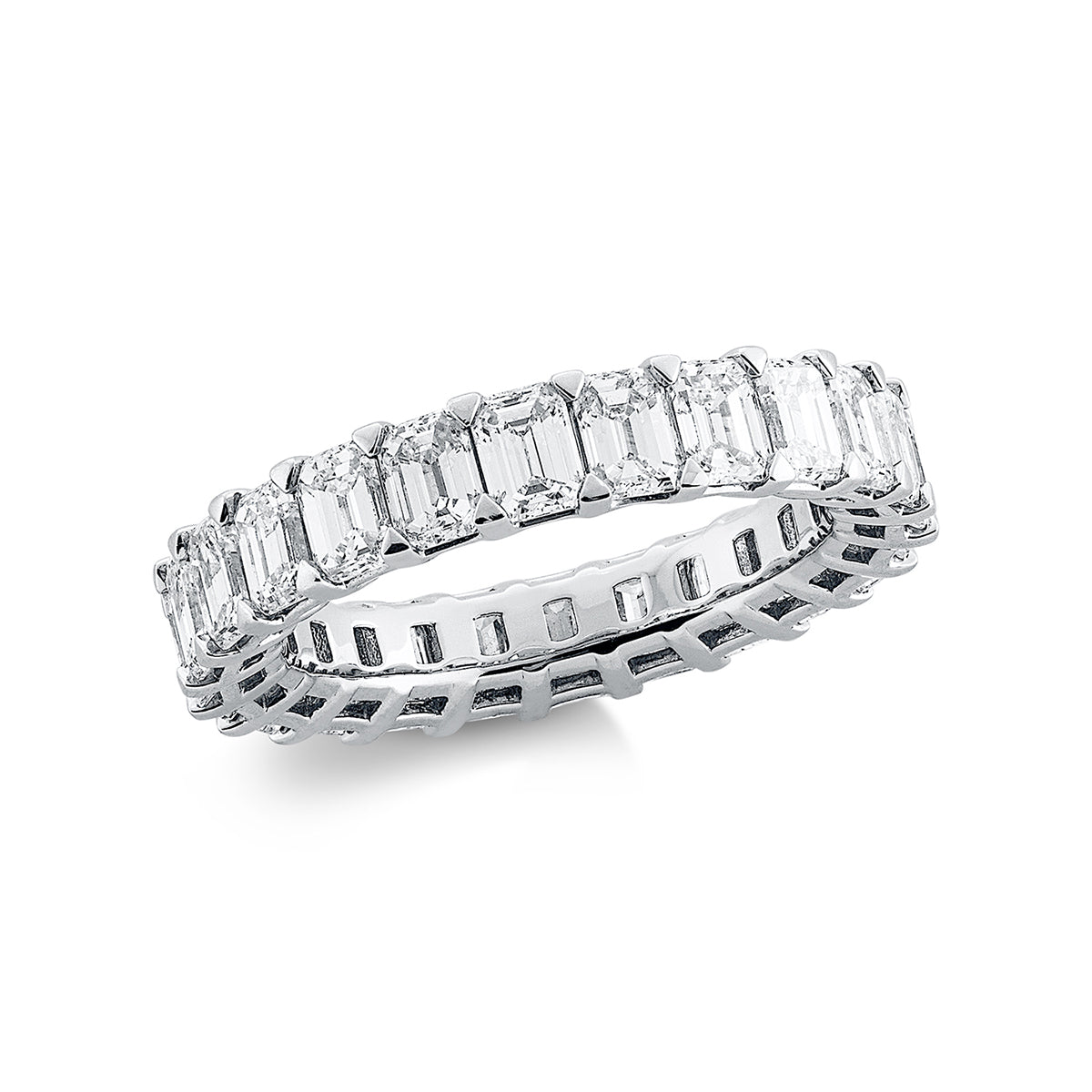emerald cut eternity full ring in platinum