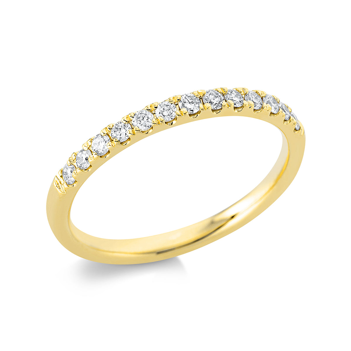 diamond full cut eternity half ring in yellow gold