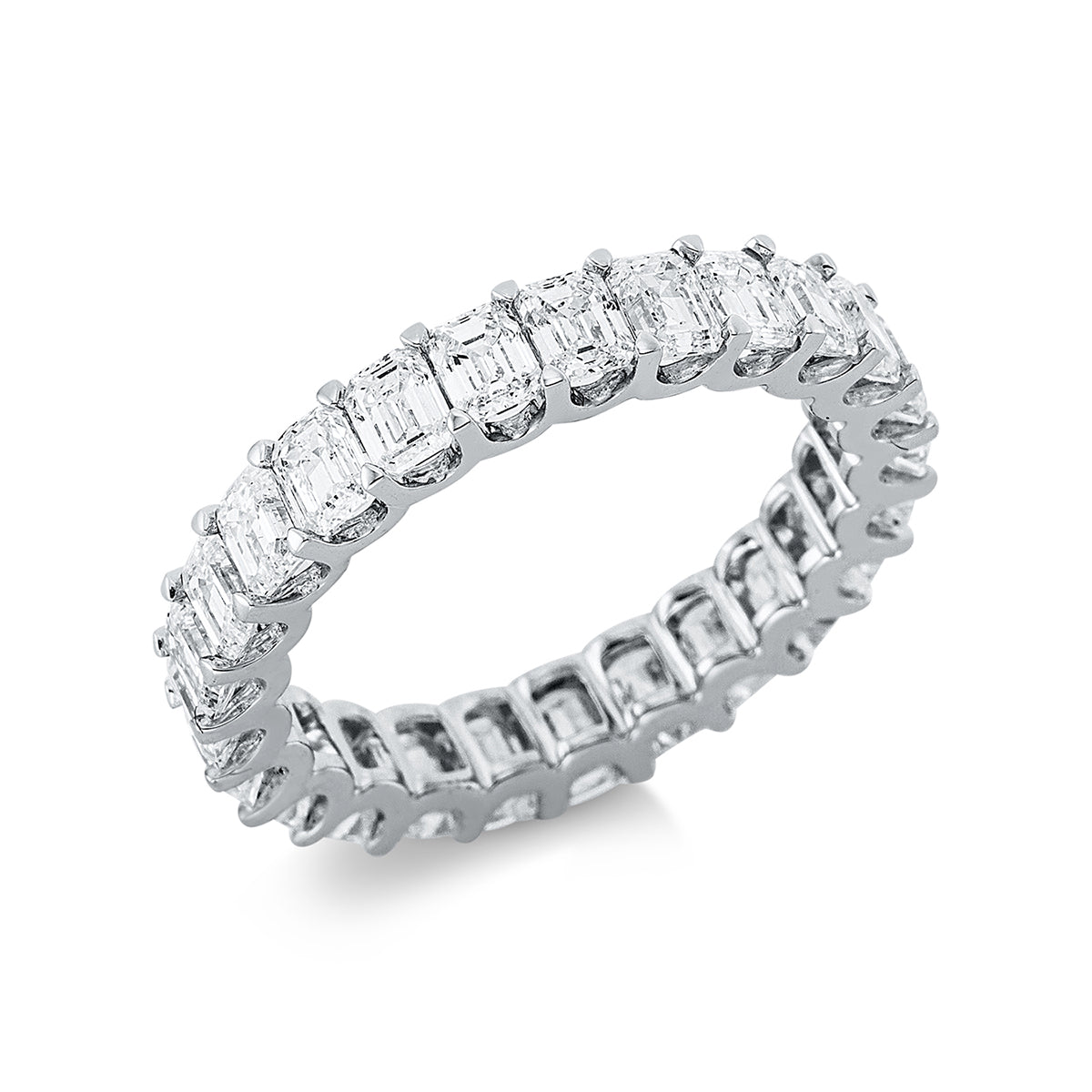 emerald cut baguette ring in white gold