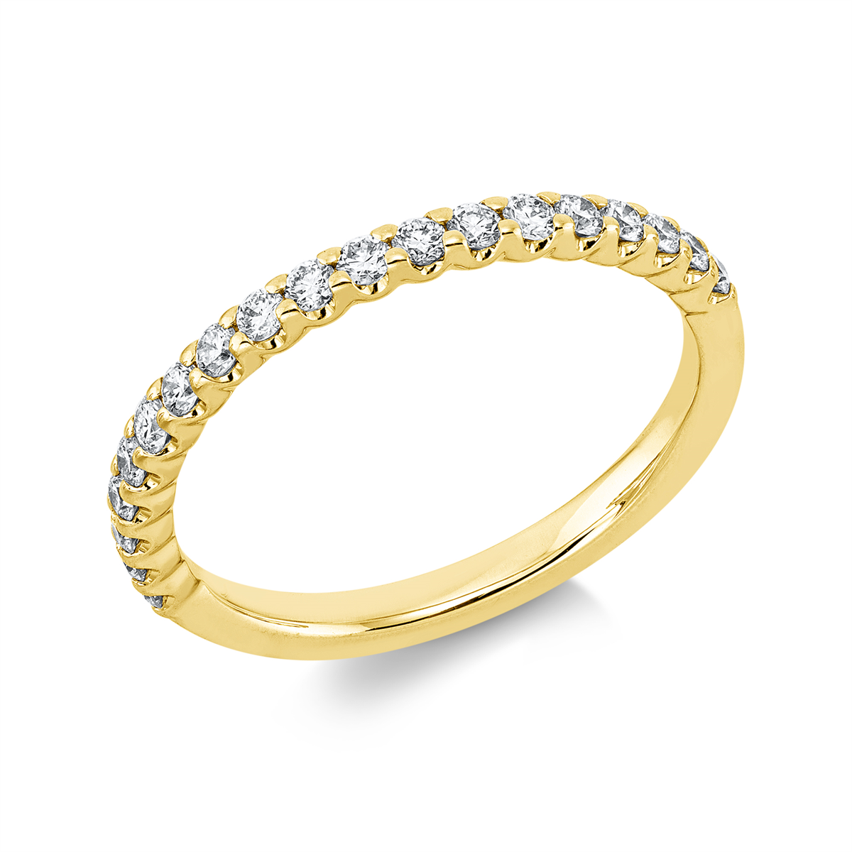 diamond full cut eternity half ring in yellow gold