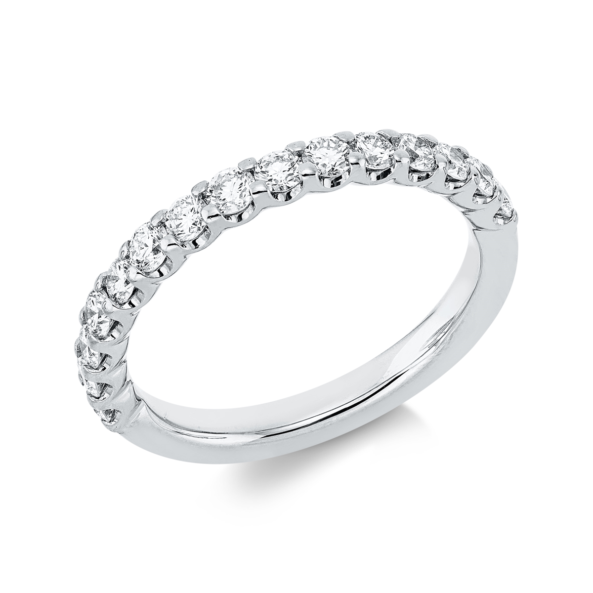 diamond full cut eternity half ring in white gold