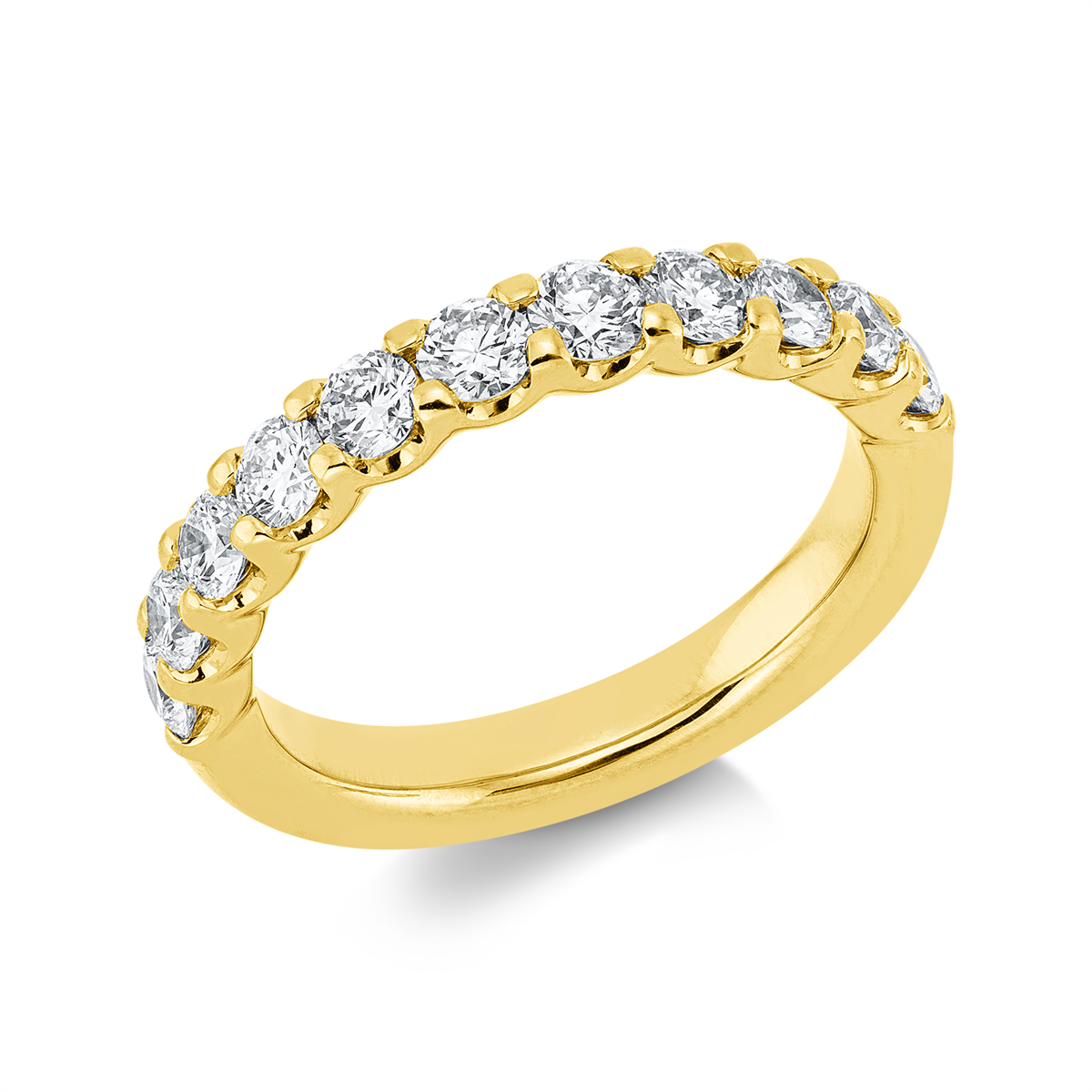 diamond full cut eternity half ring in yellow gold