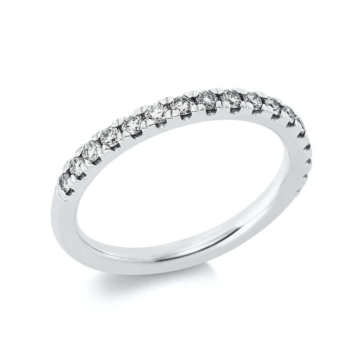 diamond full cut eternity half ring in white gold