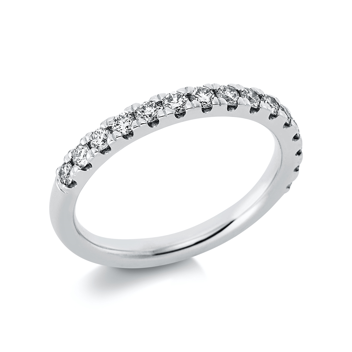 diamond full cut eternity half ring in white gold