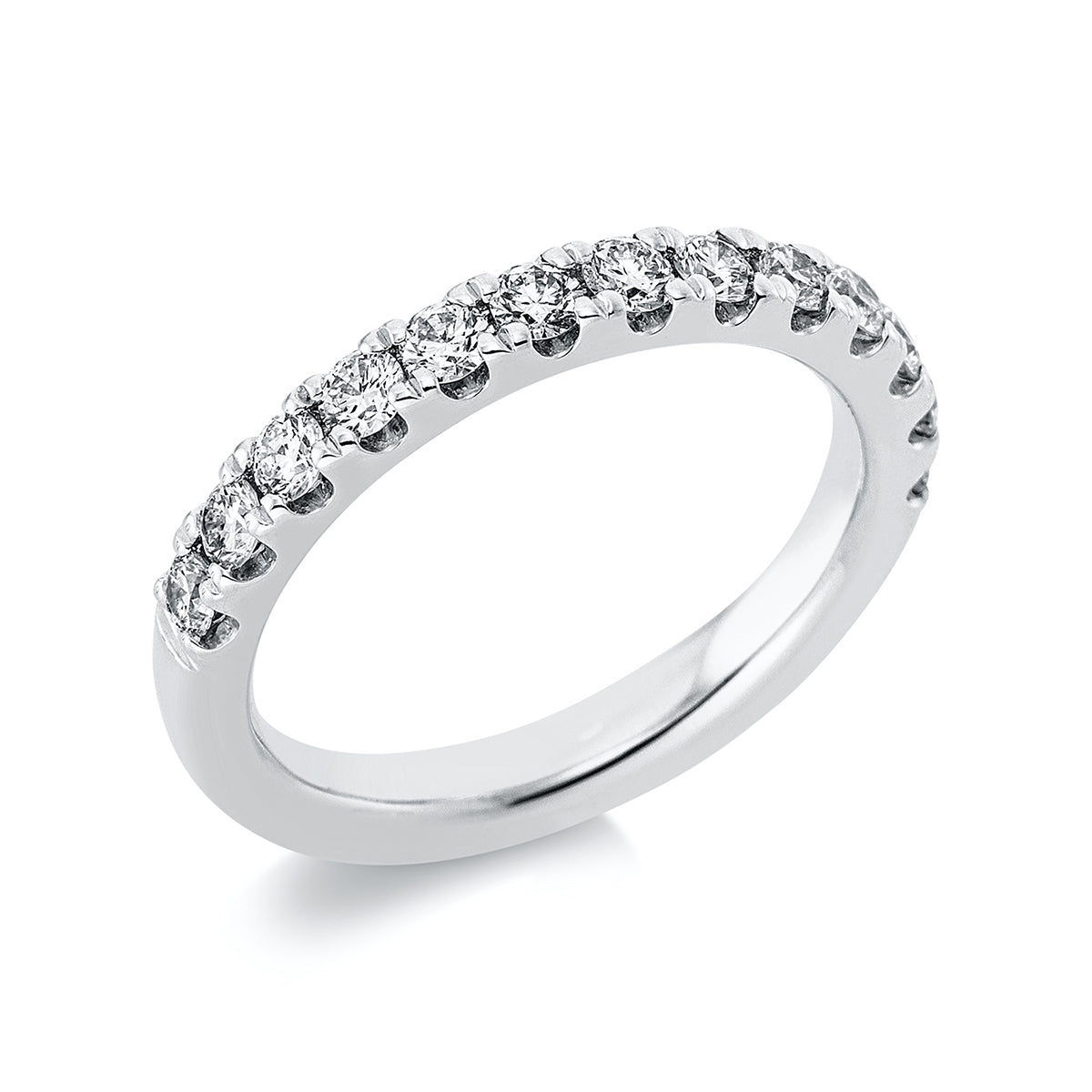 diamond full cut eternity half ring in white gold