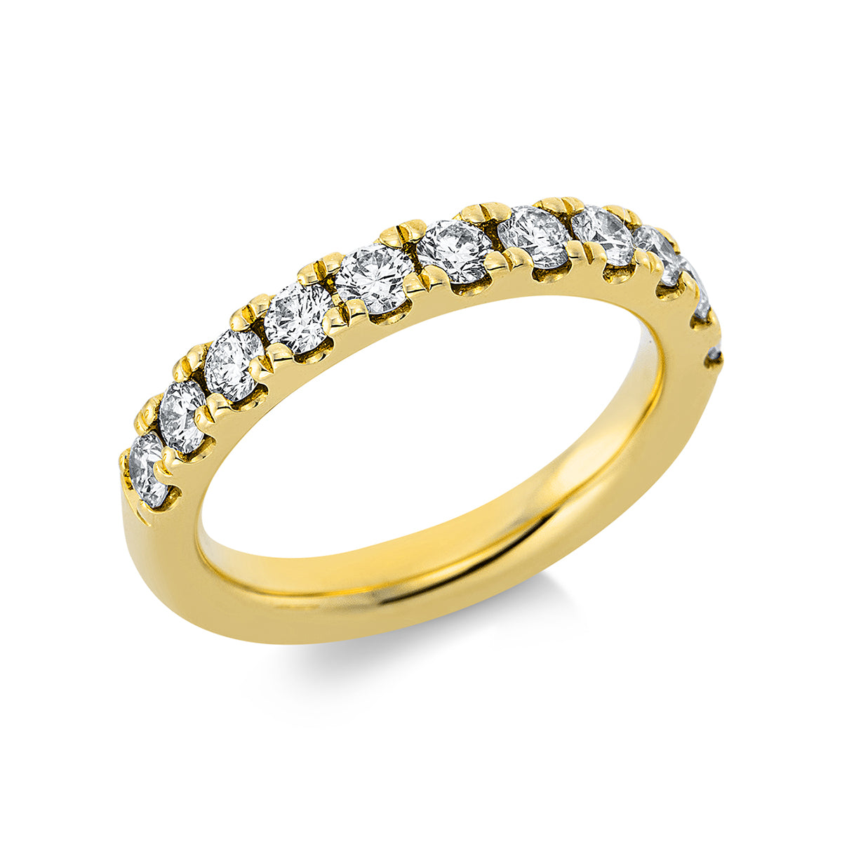 diamond full cut eternity half ring in yellow gold
