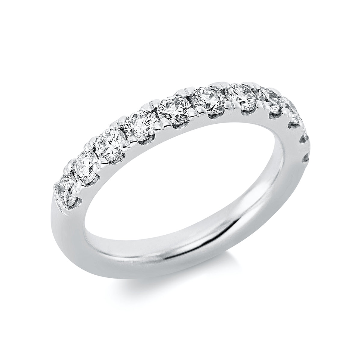diamond full cut eternity half ring in white gold