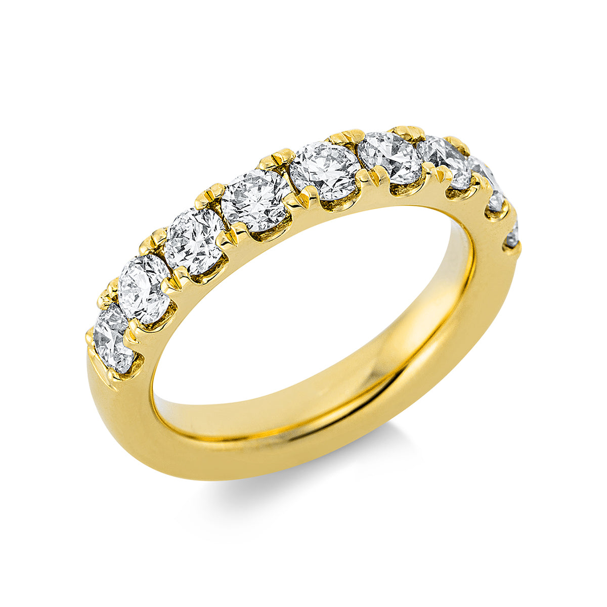 diamond full cut eternity half ring in yellow gold