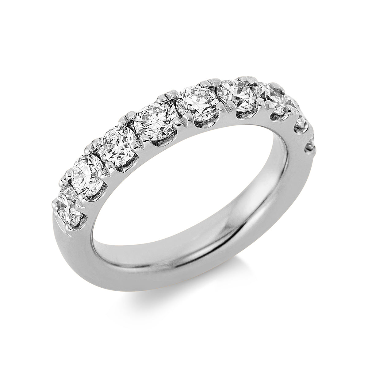 diamond full cut eternity half ring in white gold