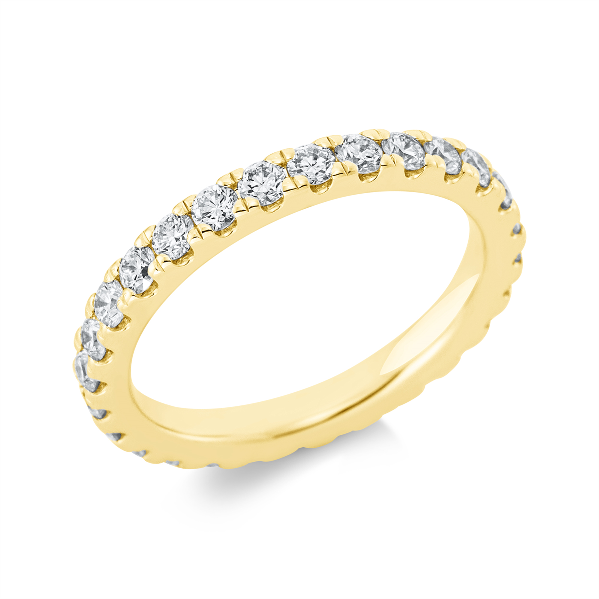 diamond full cut eternity full ring in yellow gold
