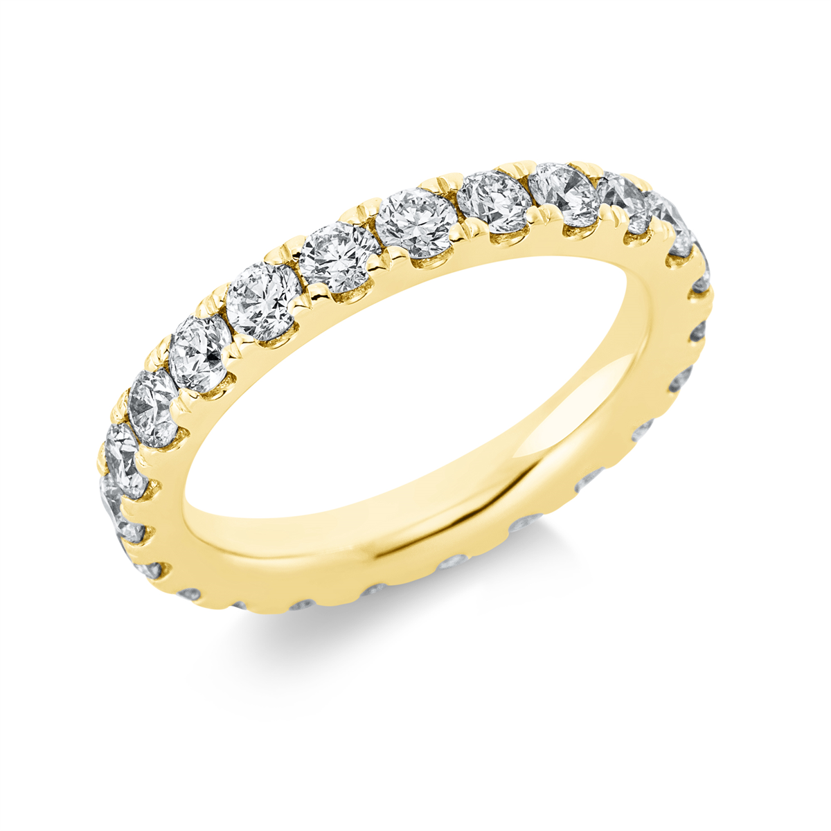 diamond full cut eternity full ring in yellow gold