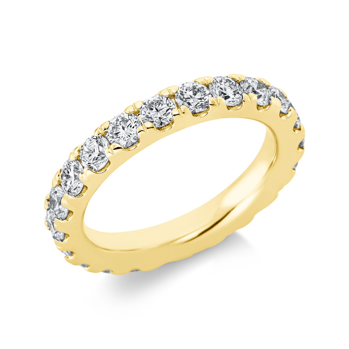 diamond full cut eternity full ring in yellow gold