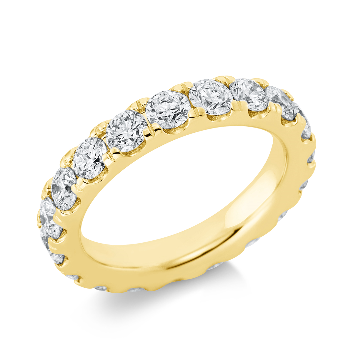 diamond full cut eternity full ring in yellow gold