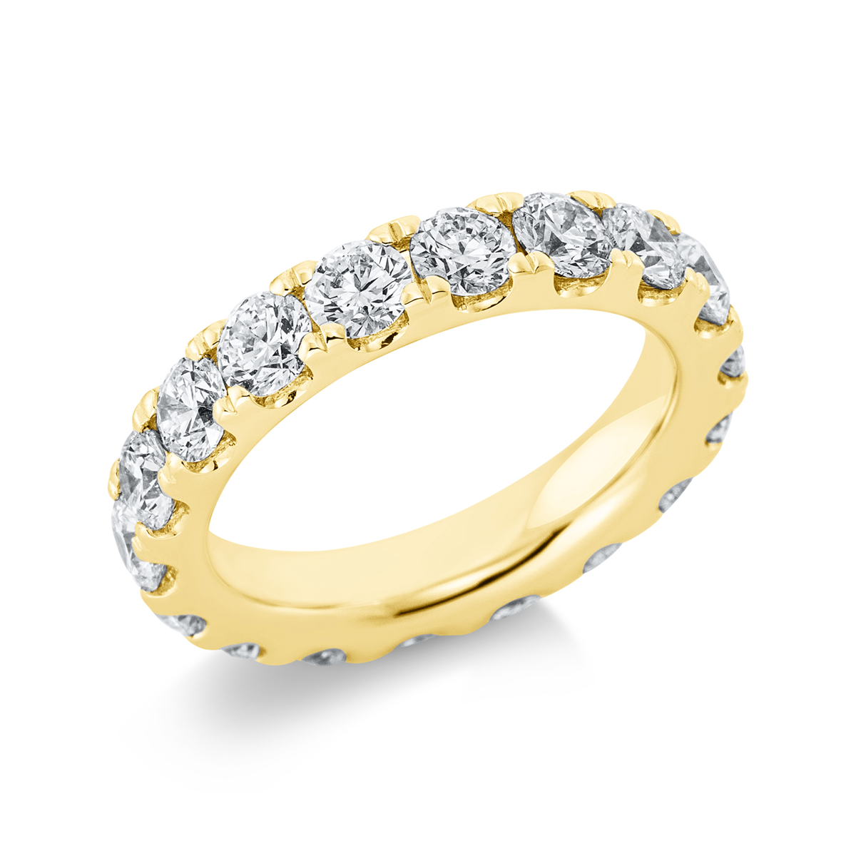 diamond full cut eternity full ring in yellow gold