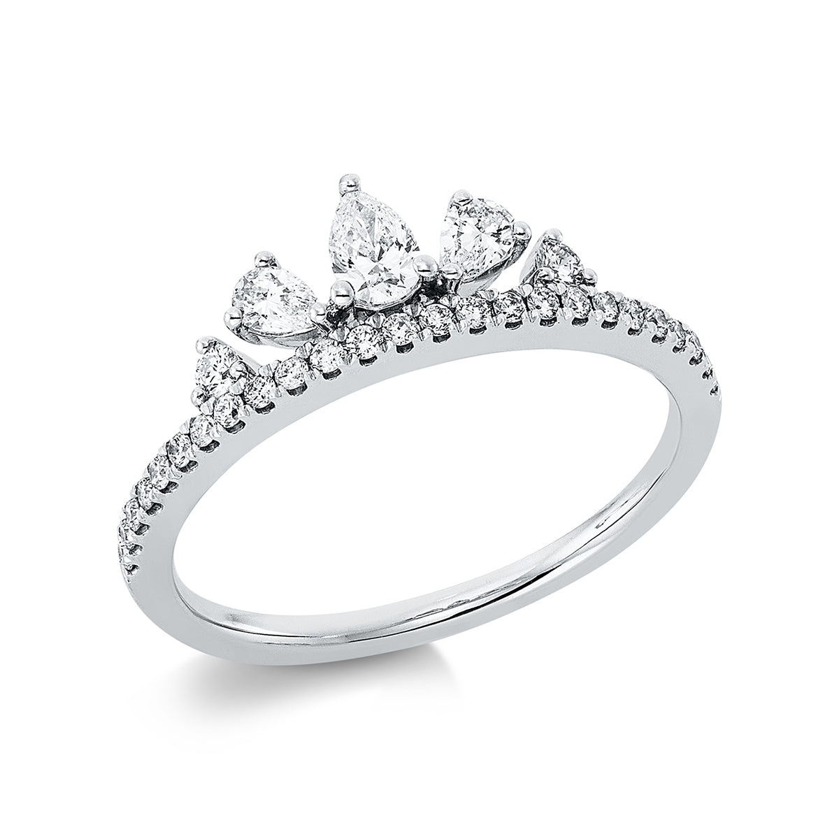 diamond full cut modern woman ring in white gold