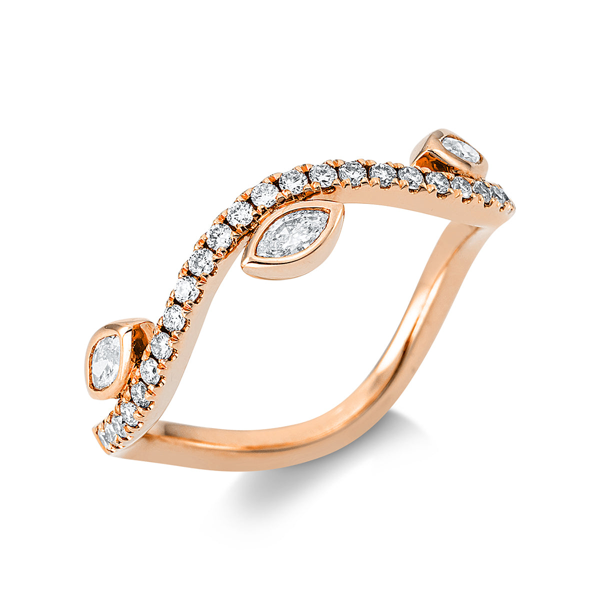 diamond full cut modern woman ring in red gold