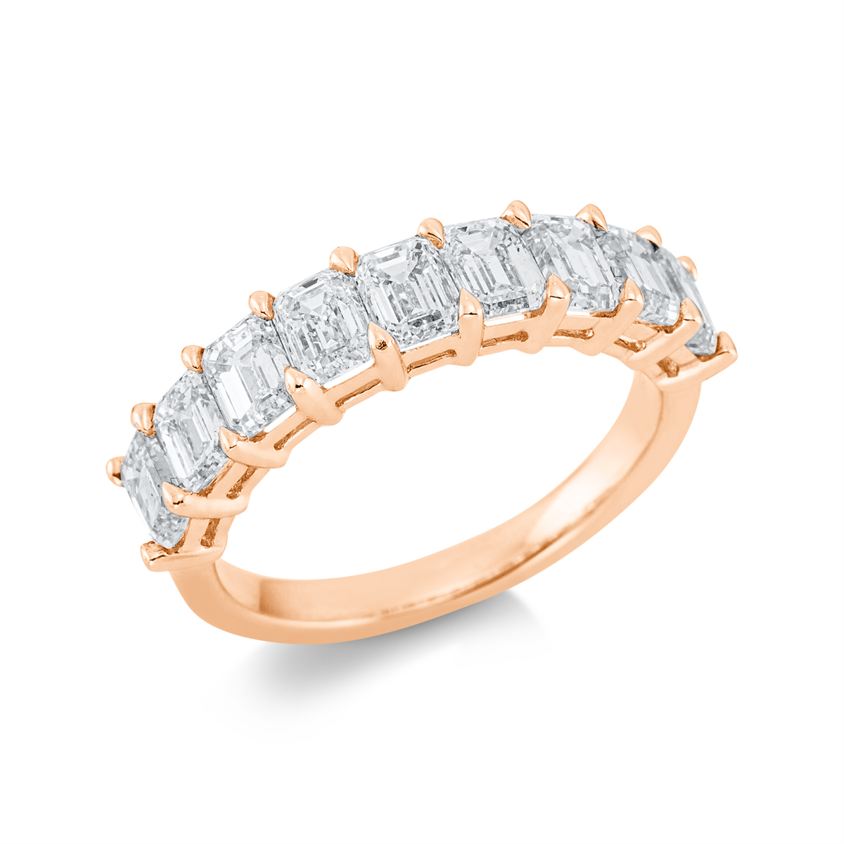 emerald cut exclusive ring in red gold