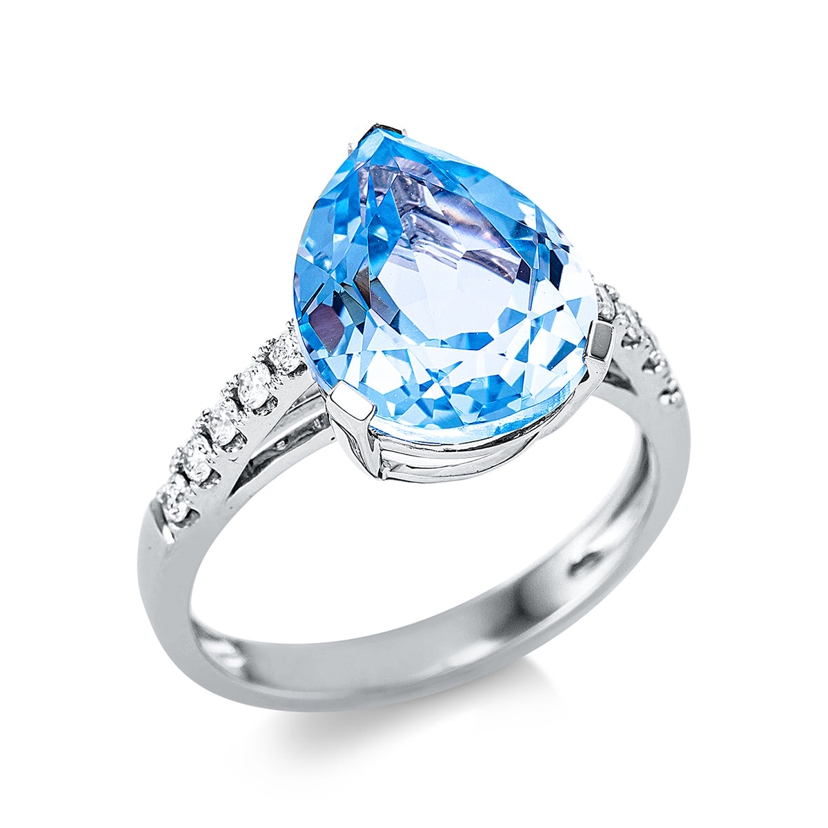 diamond full cut topaz colored stone fashion ring in white gold