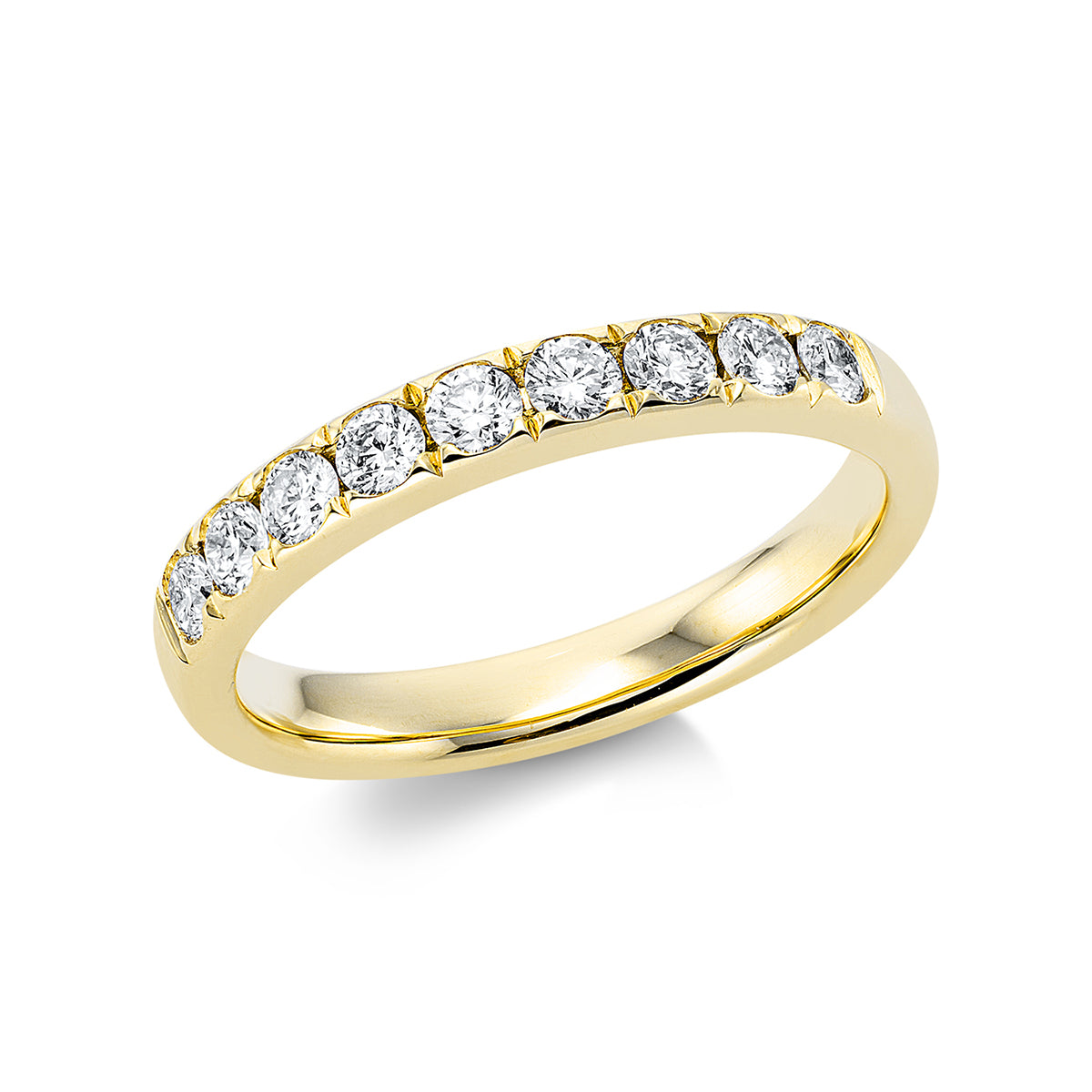 diamond full cut eternity half ring in yellow gold