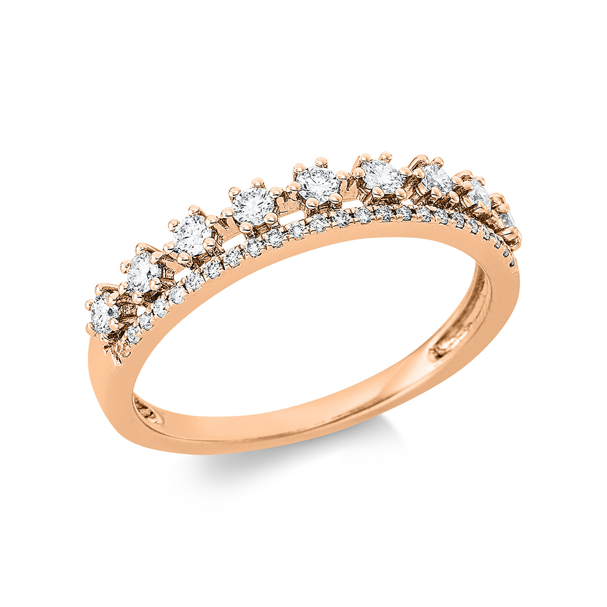diamond full cut modern woman ring in red gold
