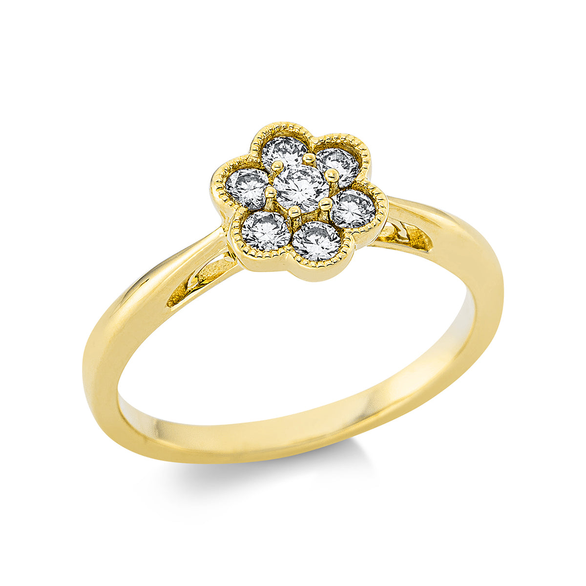 diamond full cut modern woman ring in yellow gold