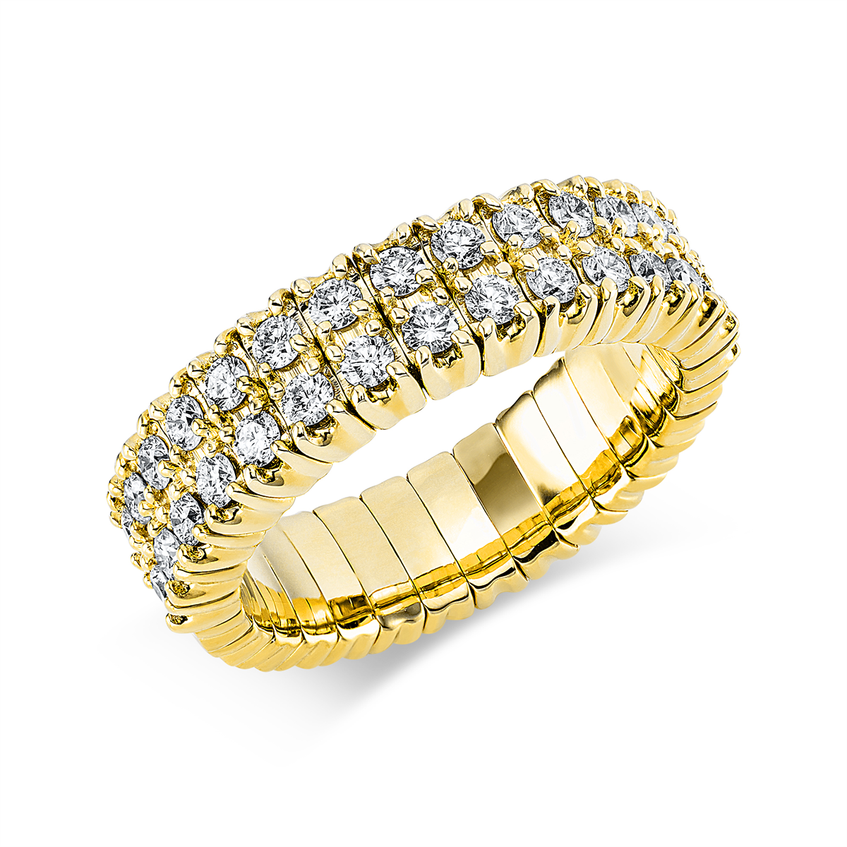 diamond full cut flex ring in yellow gold