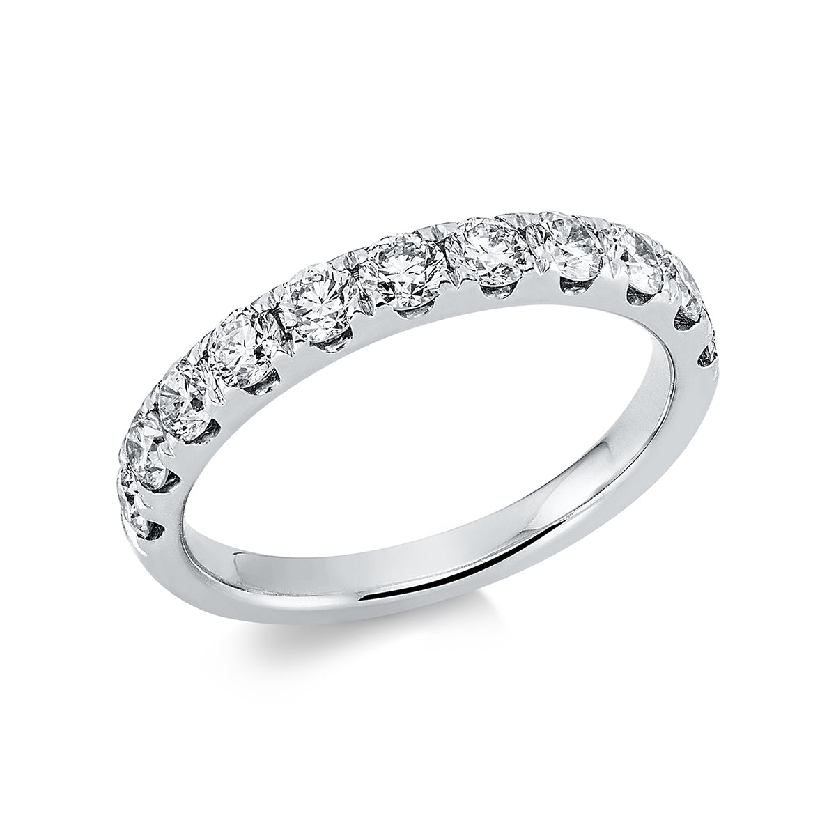 diamond full cut eternity half ring in white gold