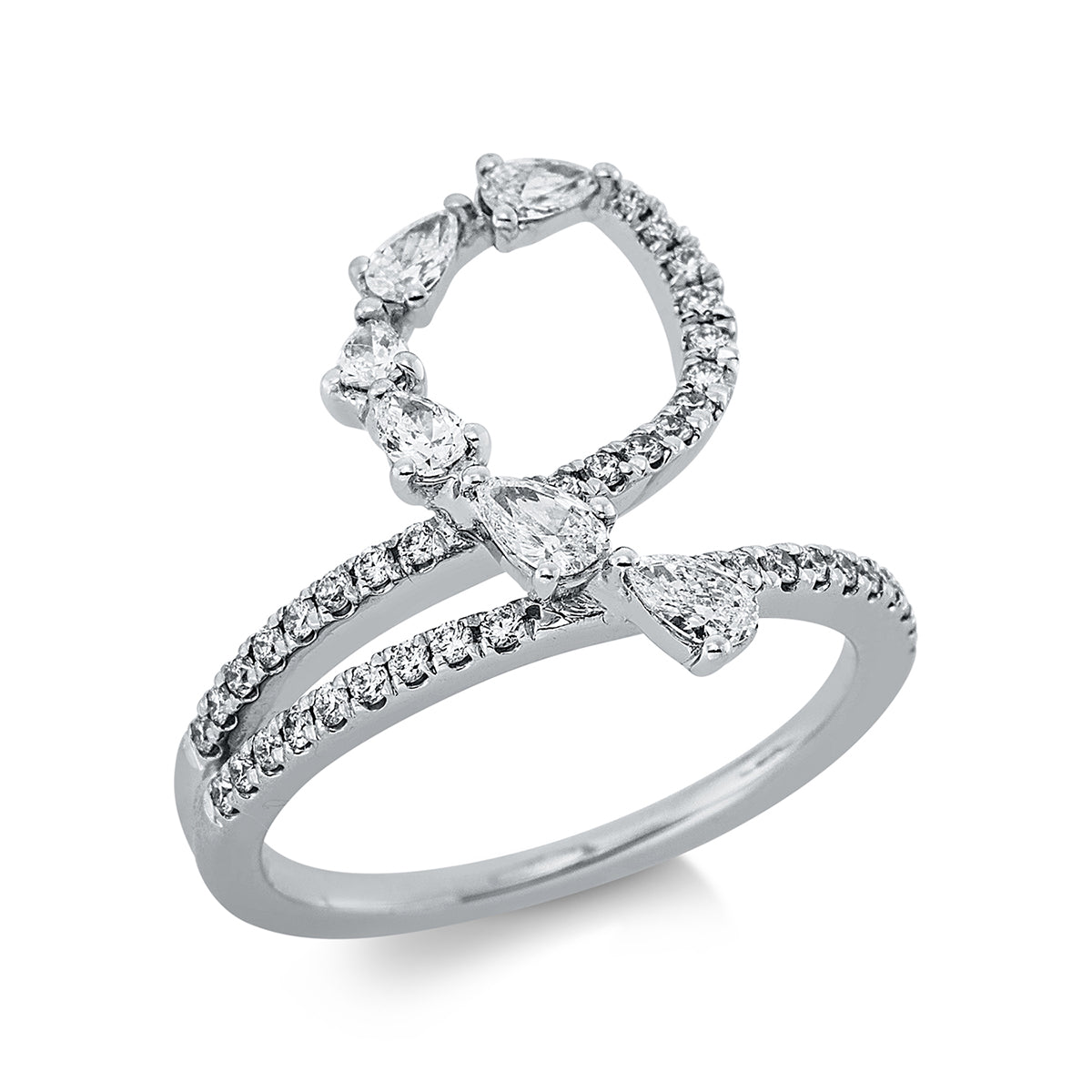 diamond full cut modern woman ring in white gold