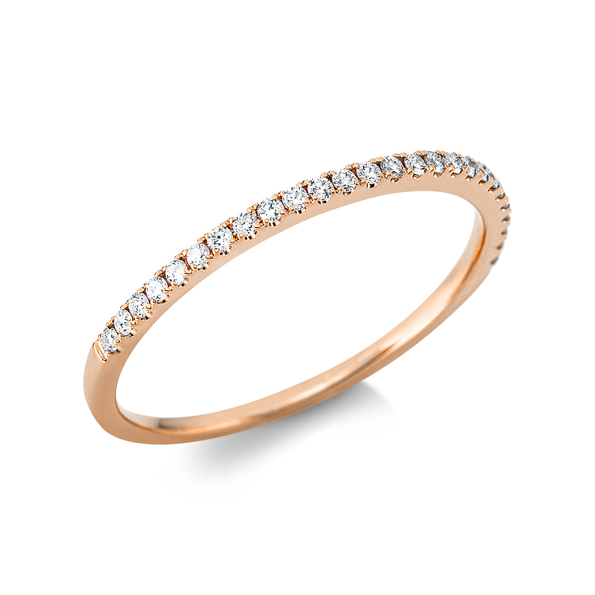 diamond full cut eternity half ring in red gold