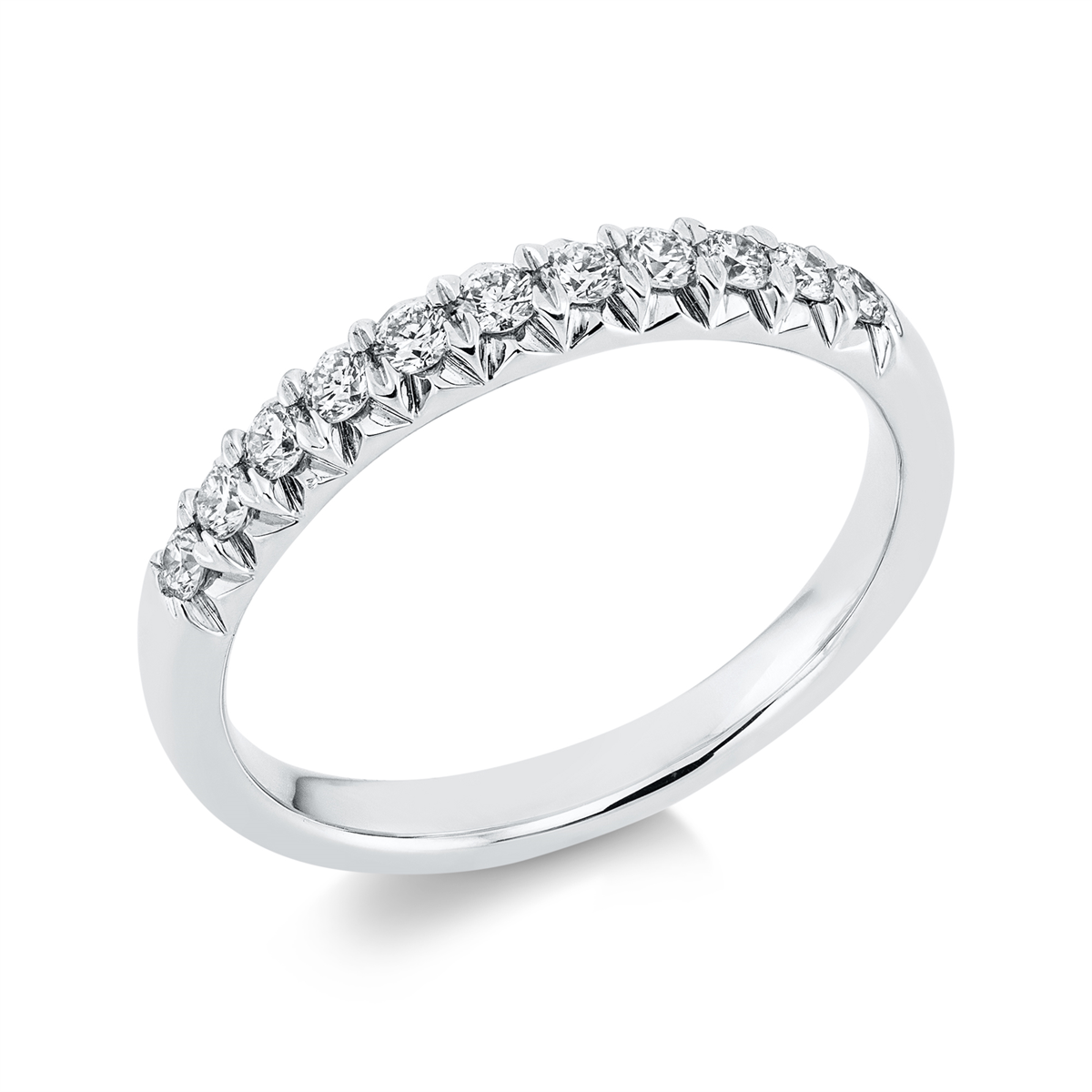diamond full cut eternity half ring in white gold