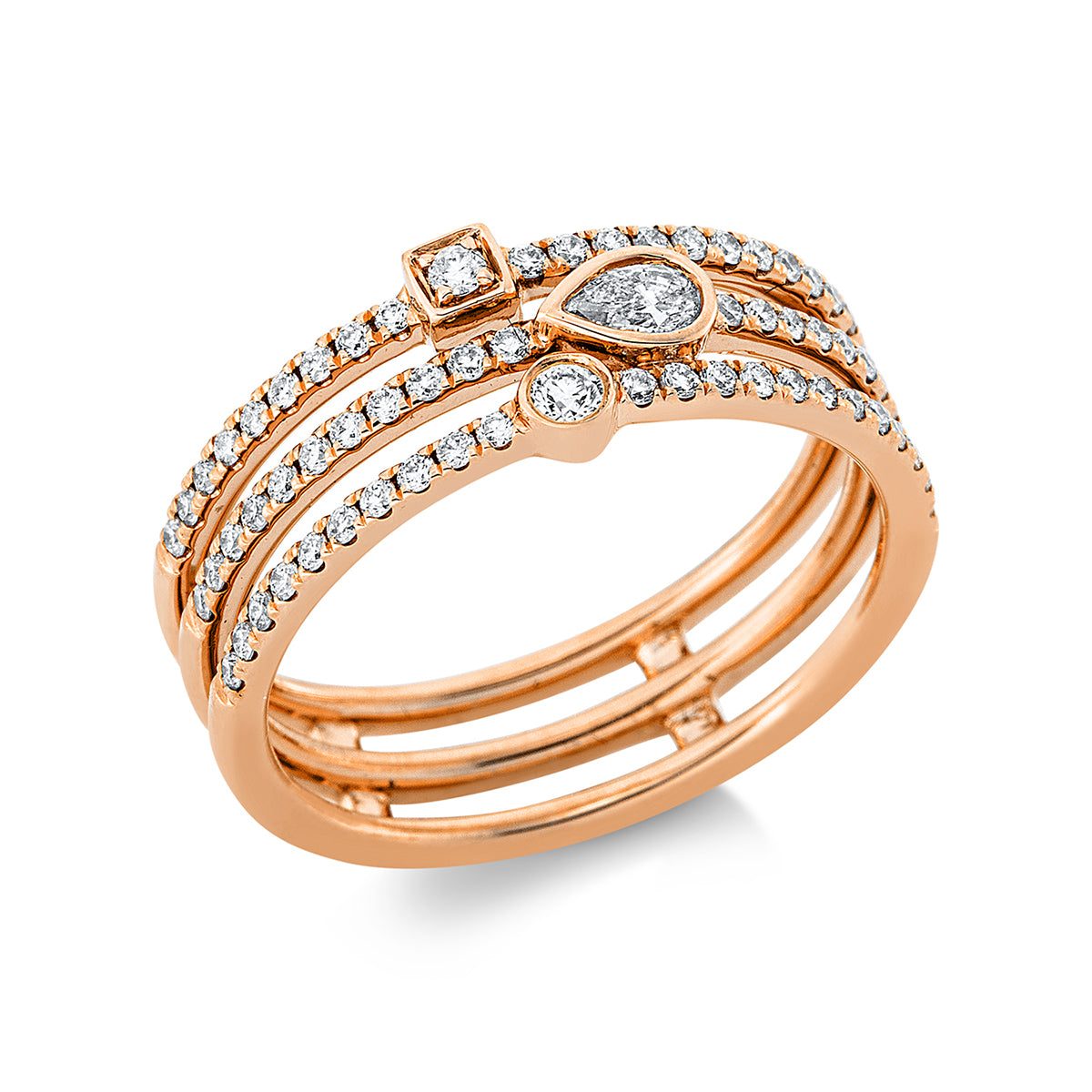 diamond full cut modern woman ring in red gold