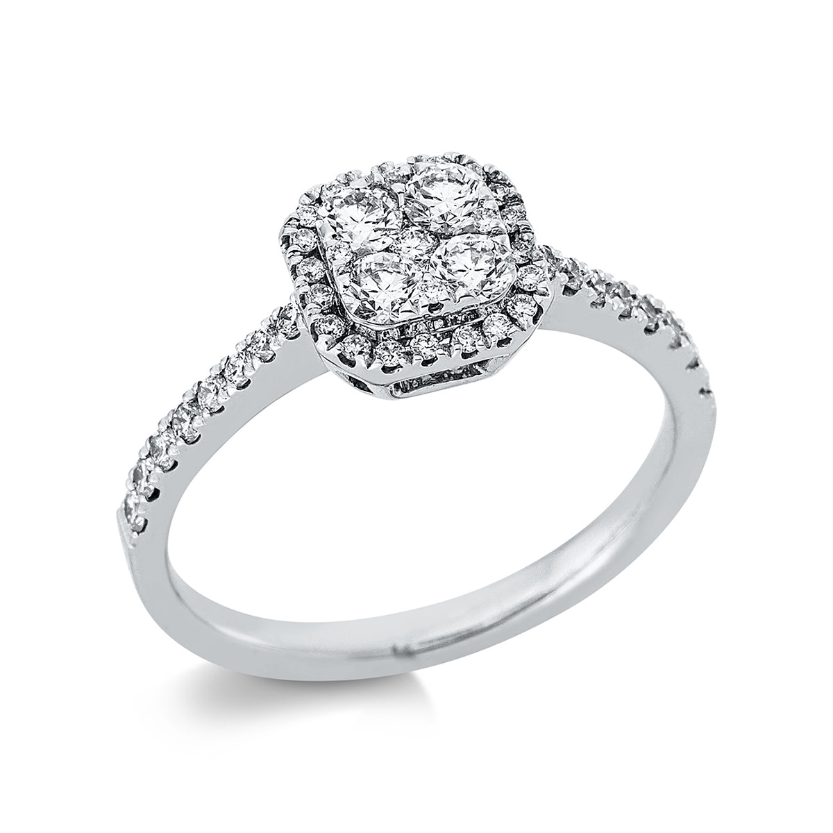 diamond full cut illusion classic ring in white gold