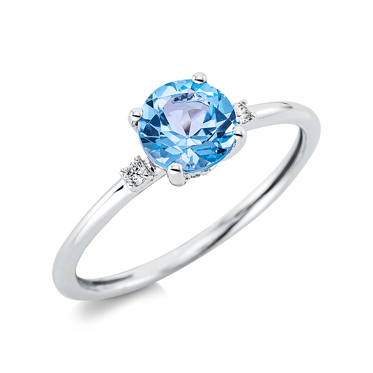 diamond full cut topaz colored stone fashion ring in white gold