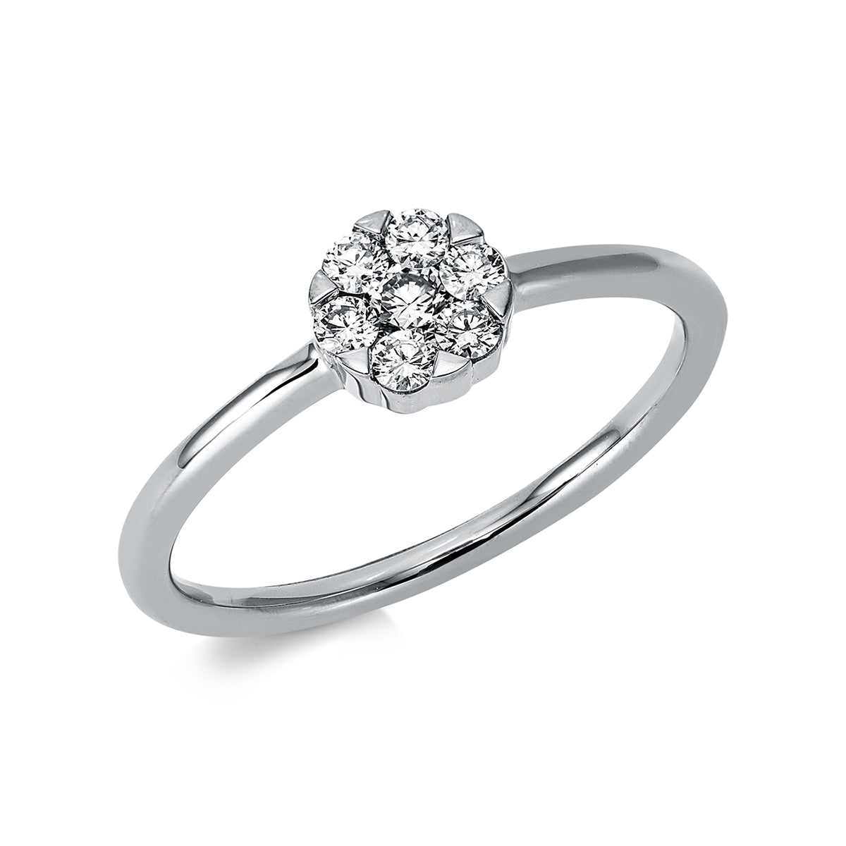 diamond full cut illusion classic ring in white gold