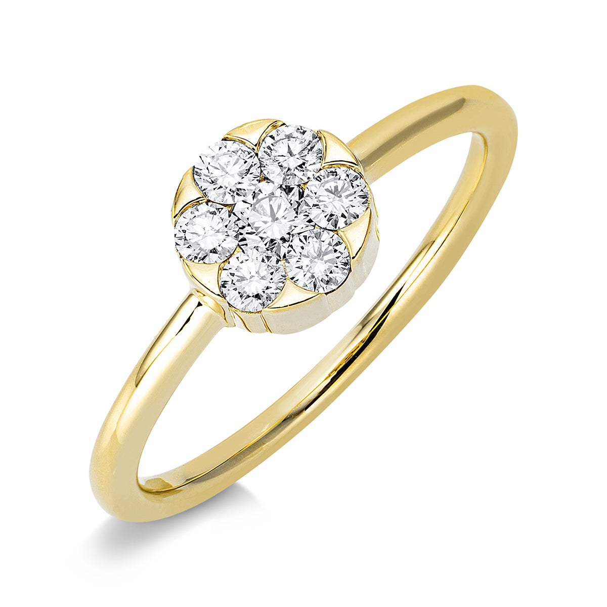 diamond full cut illusion classic ring in yellow gold