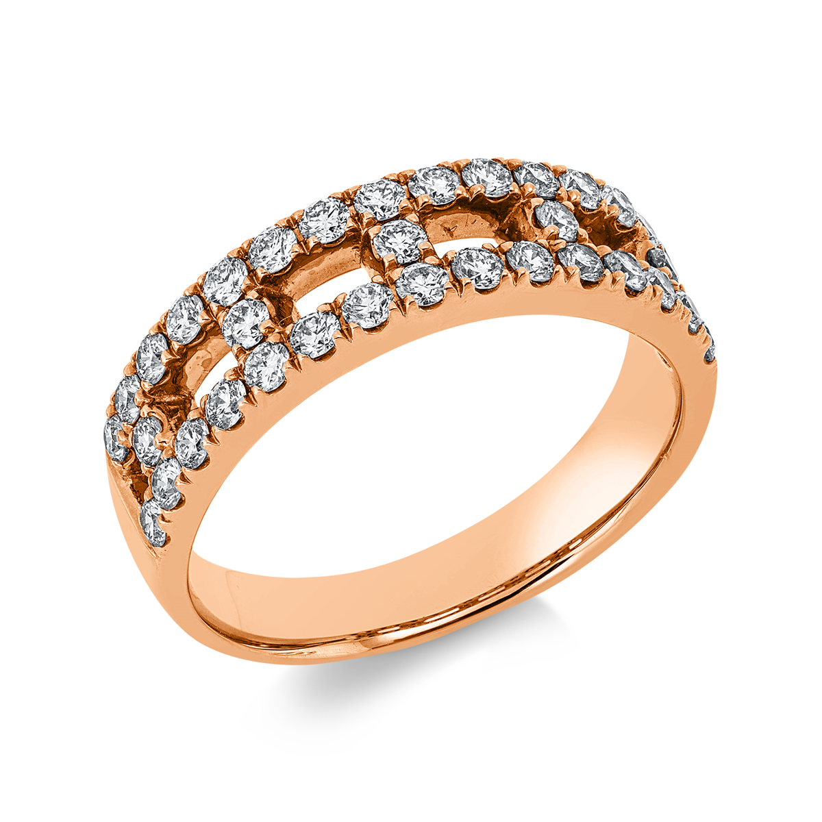 diamond full cut modern woman ring in red gold