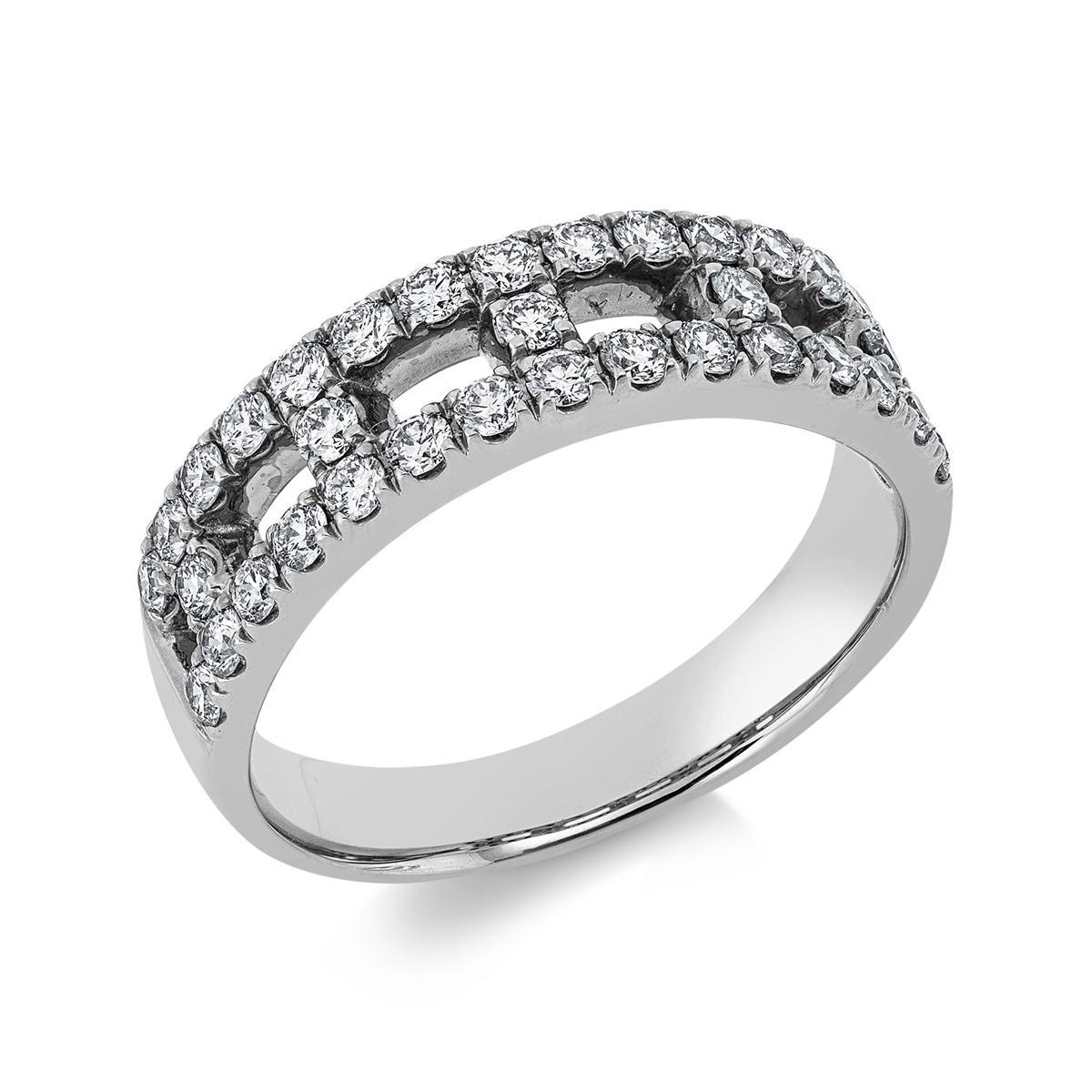 diamond full cut modern woman ring in white gold