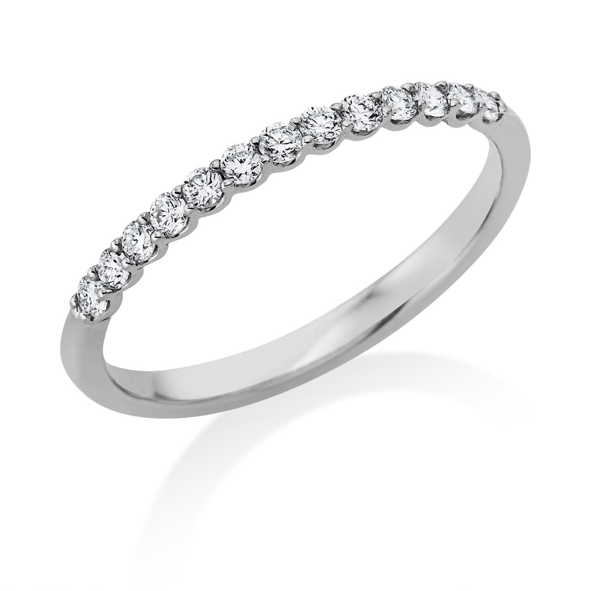 diamond full cut eternity half ring in white gold